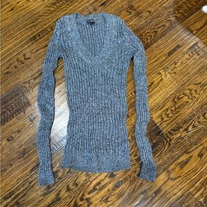 Express Heather Gray V-Neck Sweater